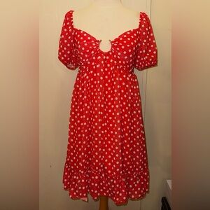 Vicolo Red Polka Dot keyhole detail Dress med